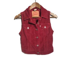 Levi’s Red Corduroy Trucker Button Down Vest